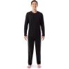 Fruit of the Loom Men’s 360 Stretch Long Sleeve Henley Top and Pant Sleep Pajama Set(Black)