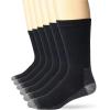 Fruit of the Loom Men’s Ankle Quarter Socks (6 Pack) with Cushion and Arch Support(Black)