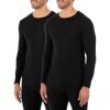 Fruit of the Loom Men’s Classic Midweight Waffle Thermal Underwear Crew Top(Black/Black (2-pack))