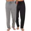 Fruit of the Loom Men’s Extended Sizes Jersey Knit Sleep Pajama Lounge Pant (1 & 2 Packs)(Black/Light Grey)