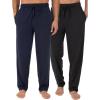 Fruit of the Loom Men’s Extended Sizes Jersey Knit Sleep Pajama Lounge Pant (1 & 2 Packs)(Black/Navy (2-pack))