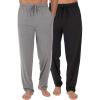 Fruit of the Loom Men’s Extended Sizes Jersey Knit Sleep Pajama Lounge Pant (1 & 2 Packs)(Ebony/Ashed Heather)