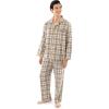 Fruit of the Loom Men’s Flannel Pajama Sleep Set(Beige/Khaki Plaid)