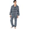 Fruit of the Loom Men’s Flannel Pajama Sleep Set(Navy/Green Plaid)
