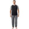 Fruit of the Loom Men’s Jersey Henley Top and Broadcloth Pant Sleep Pajama Set(Black/Black Plaid)
