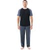 Fruit of the Loom Men’s Jersey Henley Top and Broadcloth Pant Sleep Pajama Set(Black/Blue Plaid)