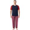 Fruit of the Loom Men’s Jersey Henley Top and Broadcloth Pant Sleep Pajama Set(Navy/Red Plaid)