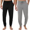 Fruit of the Loom Men’s Jersey Knit Jogger Sleep Pant (1 and 2 Packs)(Black/Grey Heather)