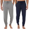 Fruit of the Loom Men’s Jersey Knit Jogger Sleep Pant (1 and 2 Packs)(Grey Heather/Navy)