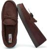 Fruit of the Loom Men’s Moccasin, Indoor/Outdoor Slipper, Memory Foam, Sherpa Lined, Large, Brown(Brown)