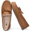 Fruit of the Loom Men’s Moccasin, Indoor/Outdoor Slipper, Memory Foam, Sherpa Lined, Large, Brown(Coffee)