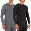 Fruit of the Loom Men’s Recycled Waffle Thermal Underwear Crew Top (1 and 2 Packs)(Black/Greystone)
