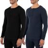 Fruit of the Loom Men’s Recycled Waffle Thermal Underwear Henley Top (1 and 2 Packs)(Black/Navy)