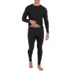 Fruit of the Loom Men’s Recycled Waffle Thermal Underwear Set (Top and Bottom)(Black)