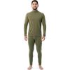 Fruit of the Loom Men’s Sueded Jersey Mock Neck Thermal Underwear Base Layer Set(Burnt Olive)