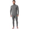 Fruit of the Loom Men’s Sueded Jersey Mock Neck Thermal Underwear Base Layer Set(Grey)