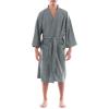 Fruit of the Loom Men’s Waffle Kimono Robe(Grey Heather)