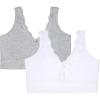 Fruit of the Loom Women’s 2-Pack Full Coverage Wireless Cotton Bra – Soft & Everyday Comfort(White/Grey Heather)