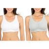 Fruit of the Loom Women’s 2-Pack Shirred Front Sport Bra – Removable Pads for Customizable Support(White/Heather Grey)