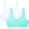Fruit of the Loom Women’s 2-Pack Wireless Seamless Bra(Aruba Blue/White)
