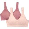 Fruit of the Loom Women’s 2-Pack Wireless Seamless Bra(Rose Shadow/Premium Plum)