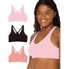 Fruit of the Loom Women’s Adjustable Shirred Front Racerback Sports Bra, Multi Pack Options(Desert Dusk/Black/Blushing Rose)