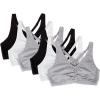 Fruit of the Loom Women’s Adjustable Shirred Front Racerback Sports Bra, Multi Pack Options(Heather Grey/ White/ Black)