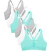Fruit of the Loom Women’s Adjustable Shirred Front Racerback Sports Bra, Multi Pack Options(Mint/White/Grey/Mint/White/Grey)