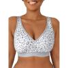 Fruit of the Loom Women’s Fit for Me Collection: Plus-Size Wireless Bra – Soft Cotton Comfort & Support(Leopard Smoke)
