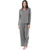 Fruit of the Loom Women’s Long Sleeve Tee and Pant 2 Piece Sleep Set(Heather Grey)