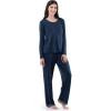 Fruit of the Loom Women’s Long Sleeve Tee and Pant 2 Piece Sleep Set(Midnight Blue)