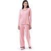 Fruit of the Loom Women’s Long Sleeve Tee and Pant 2 Piece Sleep Set(Soft Pink)