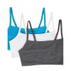 Fruit of the Loom Women’s Multi-Pack Spaghetti Strap Cotton Sports Bra(Charcoal Heather/White/Isazure)