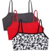 Fruit of the Loom Women’s Multi-Pack Spaghetti Strap Cotton Sports Bra(Kaleidoscope/Charcoal/Red Hot)