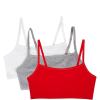 Fruit of the Loom Women’s Multi-Pack Spaghetti Strap Cotton Sports Bra(Red Hot/White/Grey Heather)