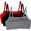 Fruit of the Loom Women’s Multi-Pack Spaghetti Strap Cotton Sports Bra(Skinny Stripe/Black Hue/Red Hot)