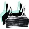 Fruit of the Loom Women’s Multi-Pack Spaghetti Strap Cotton Sports Bra(Skinny Stripe/Black/Mint Chip)