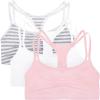 Fruit of the Loom Women’s Multi-Pack Spaghetti Strap Cotton Sports Bra(Skinny Stripe/White/Blushing Rose)
