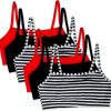 Fruit of the Loom Women’s Multi-Pack Spaghetti Strap Cotton Sports Bra(Stripe/Stripe/Black/Black/Red/Red)