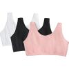 Fruit of the Loom Women’s Multi-Pack Tank Top Style Sports Bra(Blushing Rose/Black Hue/White)