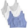 Fruit of the Loom Women’s Multi-Pack Tank Top Style Sports Bra(Heather Blue/ White/ Heather Grey)