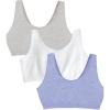Fruit of the Loom Women’s Multi-Pack Tank Top Style Sports Bra(Heather Blue/White/Heather Grey)