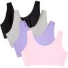 Fruit of the Loom Women’s Multi-Pack Tank Top Style Sports Bra(Kitty Pink/Hyacinth/Grey Heather/Black Hue)