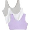 Fruit of the Loom Women’s Multi-Pack Tank Top Style Sports Bra(Lilac Whisper/White/Grey Heather)