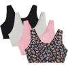 Fruit of the Loom Women’s Multi-Pack Tank Top Style Sports Bra(Midnight Meadow/Lilas/Grey Heather/Black Hue)