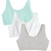 Fruit of the Loom Women’s Multi-Pack Tank Top Style Sports Bra(Mint Chip/White/Grey Heather)