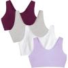 Fruit of the Loom Women’s Multi-Pack Tank Top Style Sports Bra(Purple/White/Lilac/Grey)