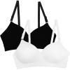 Fruit of the Loom Women’s Seamless Wire-Free Push-Up Bra – Soft, Comfortable & Supportive(Black Hue/White 2-pack)