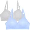 Fruit of the Loom Women’s Seamless Wire-Free Push-Up Bra – Soft, Comfortable & Supportive(Deja Blue/Grey Heather)