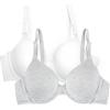 Fruit of the Loom Womens Smooth Cotton T-Shirt Bra – Ultra-Soft, Flexible, and Invisible Under Tees(Heather Grey/White)